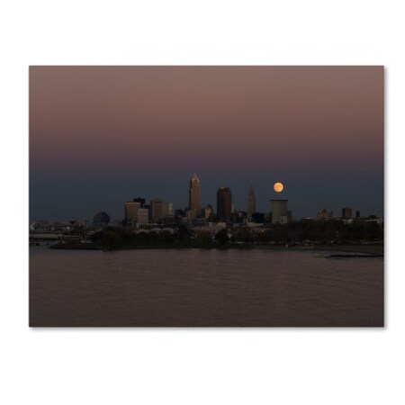 Kurt Shaffer 'Super Moon Rise Over Cleveland' Canvas Art,18x24